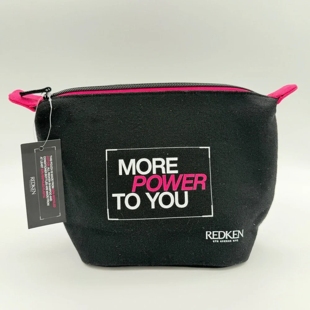 Redken More Power To You‎ Black Canvas Cosmetic Makeup Bag Travel Pouch NWT